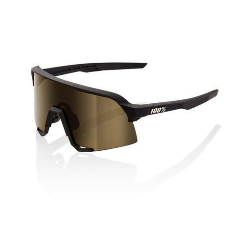 100% S3 SunGlasses Soft Tact Blk/Soft Gold Mirror Lens
