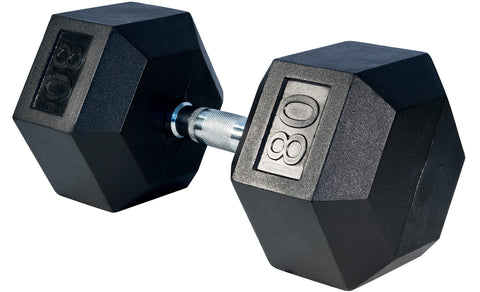 RubberHex Dumbbells 80lb Pair